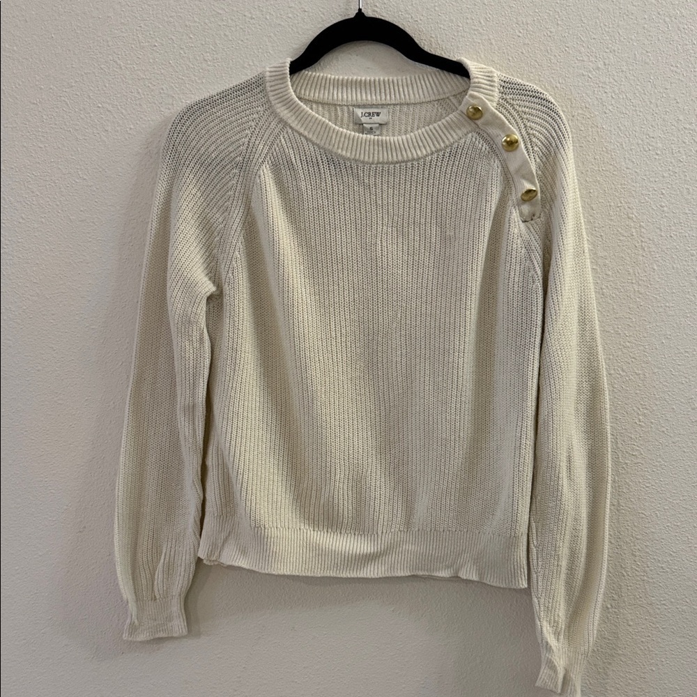 J. Crew Cream Sweater with Gold Buttons - Picture 2 of 4